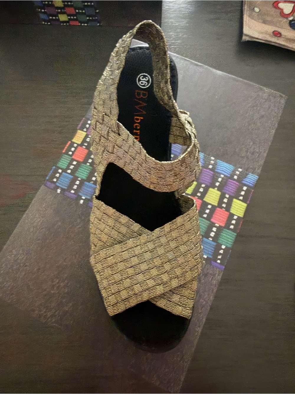 Bernie mev Metallic Woven Slingback Sandal - Gold